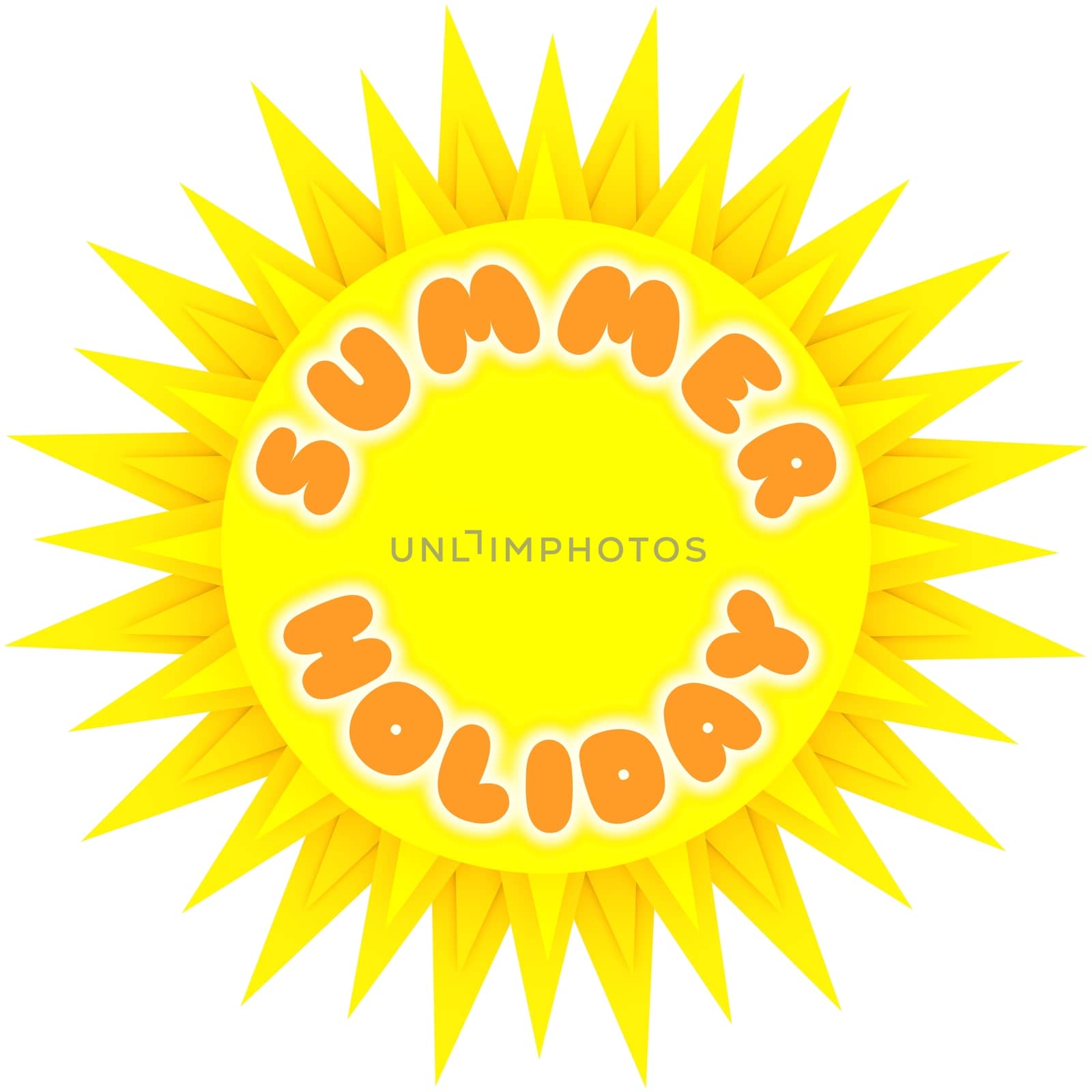Illustration of a sun with the words "Summer Holiday"