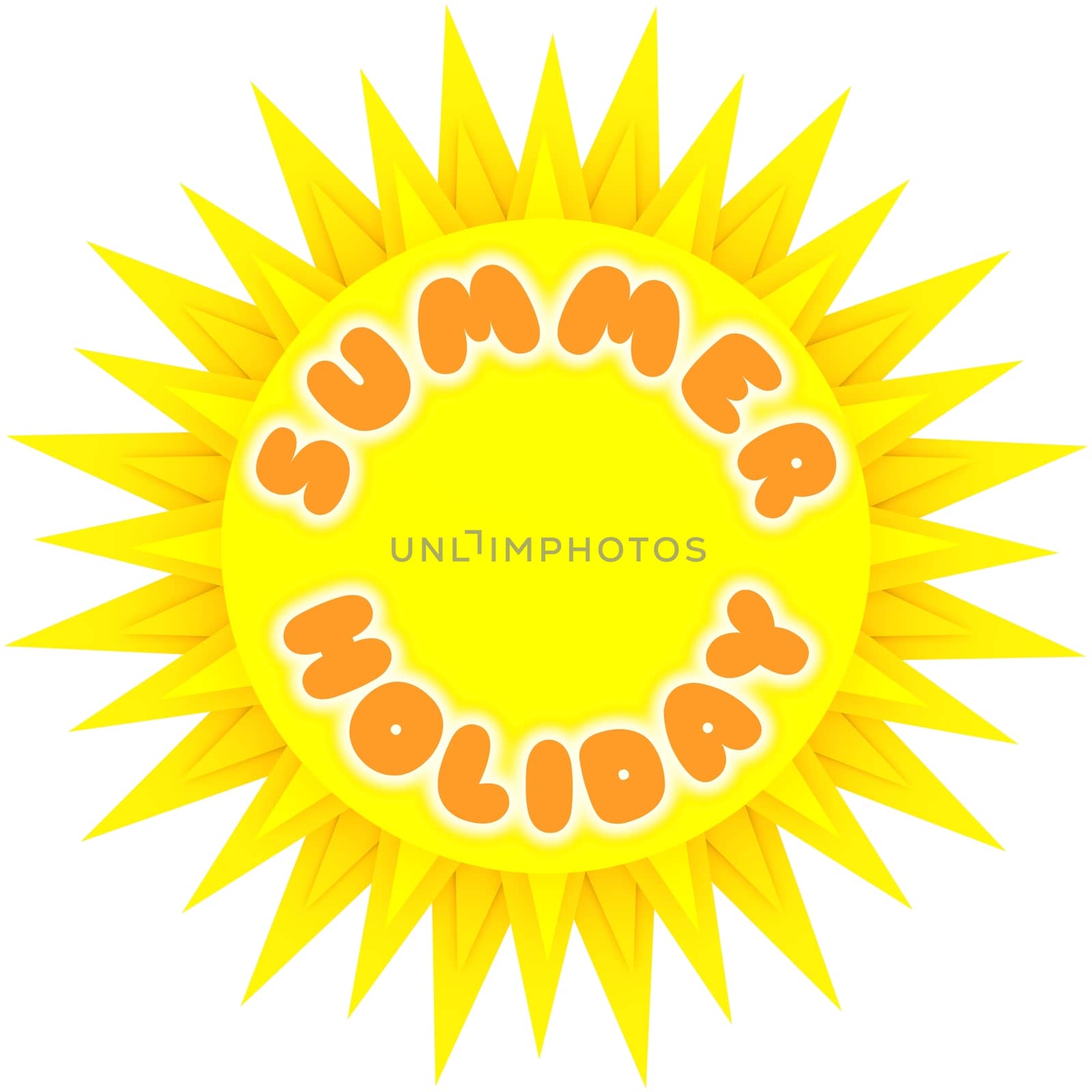 Illustration of a sun with the words "Summer Holiday"