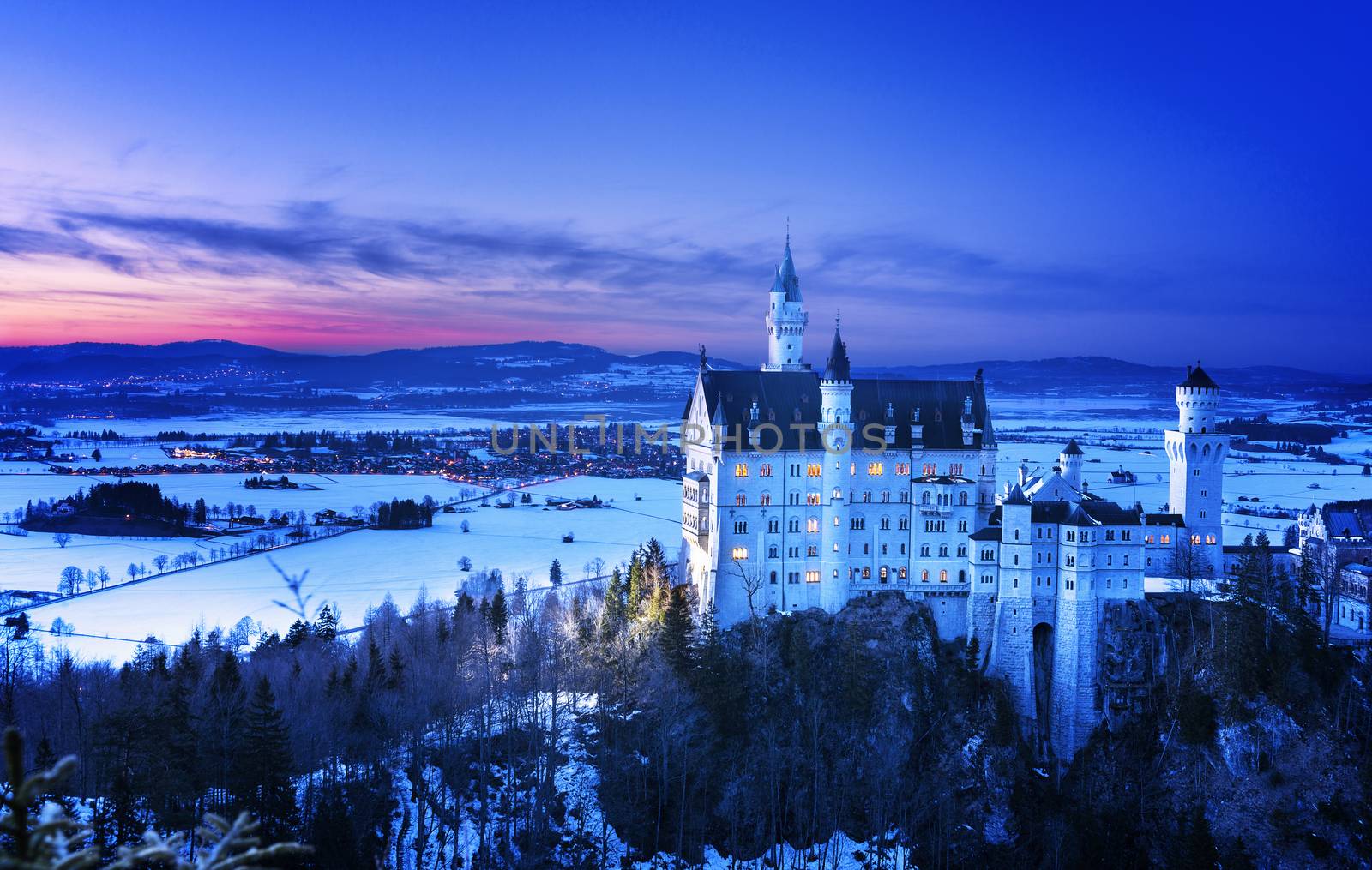 Neuschwanstein Castle near Fussen, Baviara, in Germany