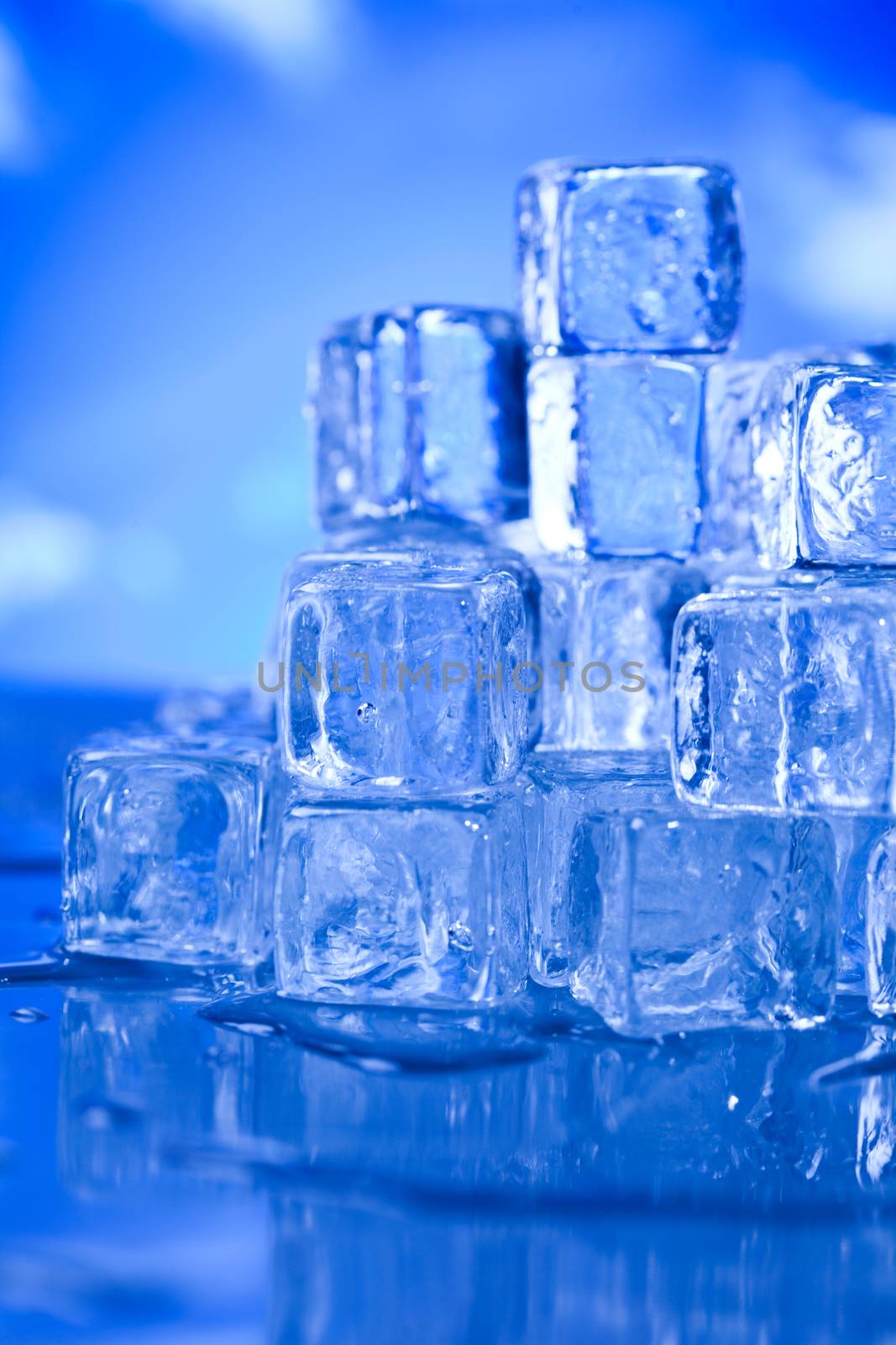 Blue and shiny ice cubes