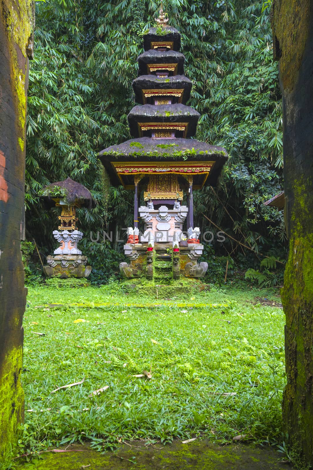 Traditional Hindu Bali Temple in Jungle near Ubud Indonesia