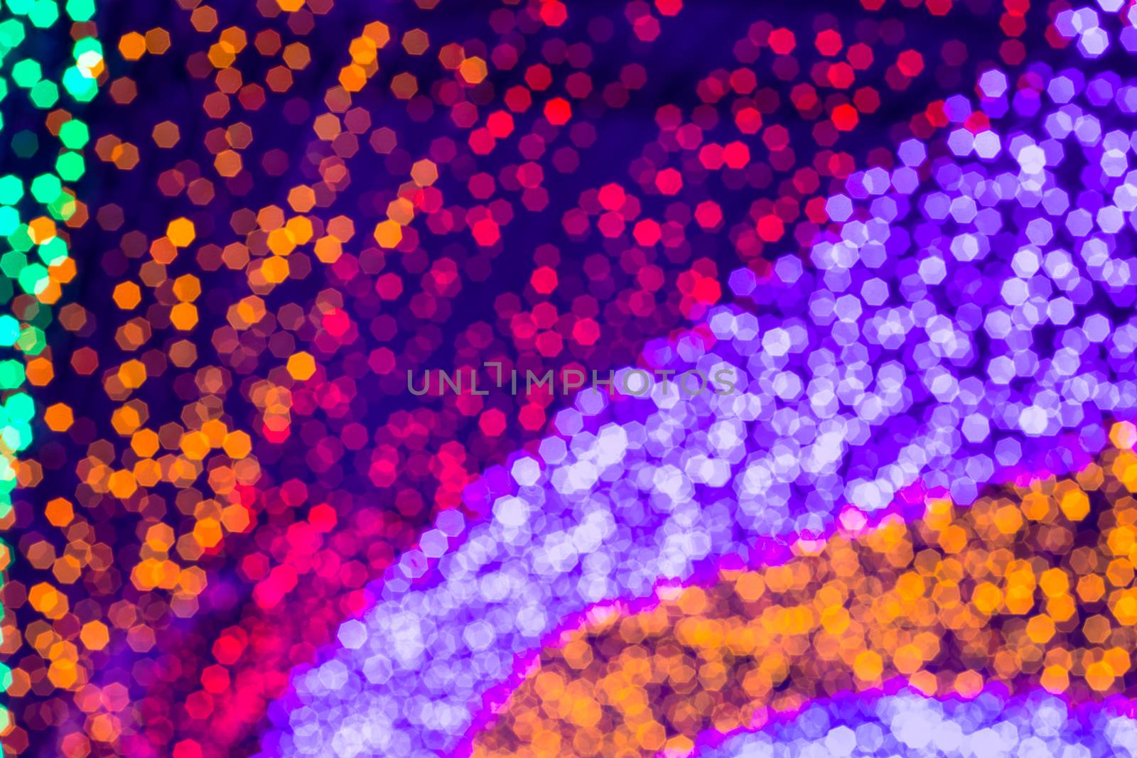 Beautiful rainbow bokeh abstract background from tunnel lights