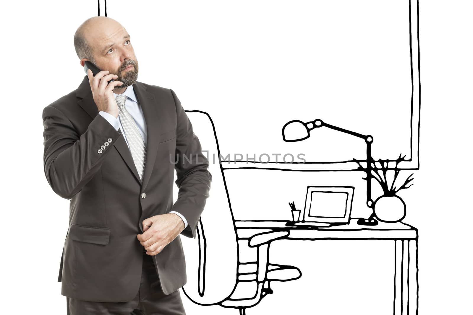 An image of a business man in a office sketch