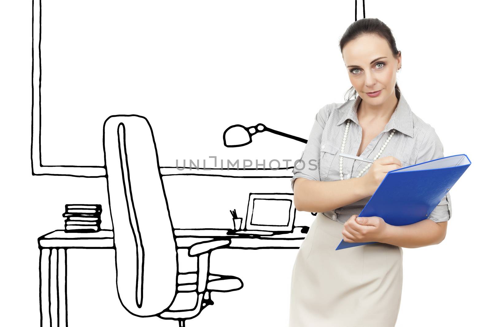 An image of a business woman in a office sketch