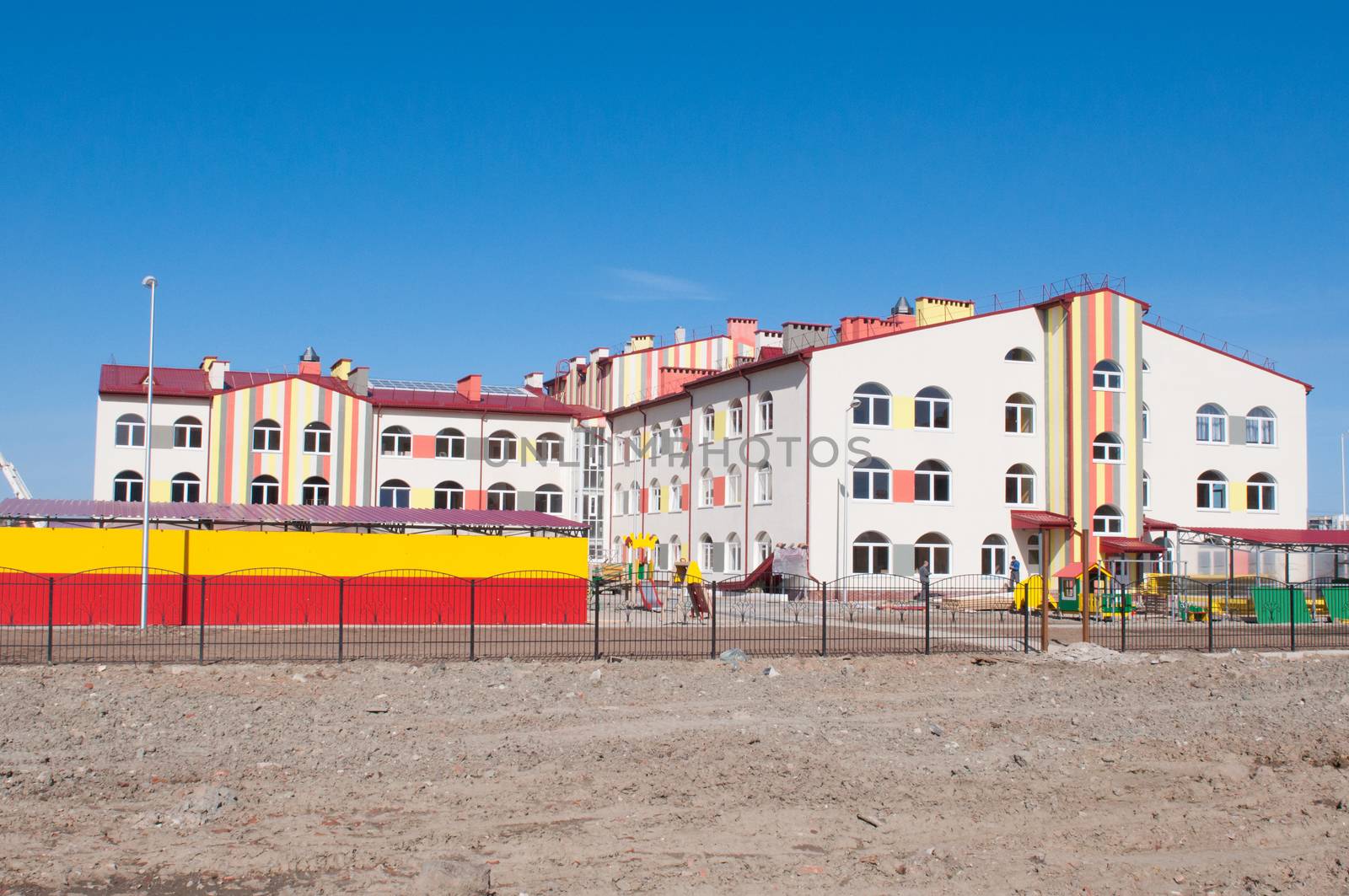 Construction site with cranes on sky background. Kaliningrad. Russia.