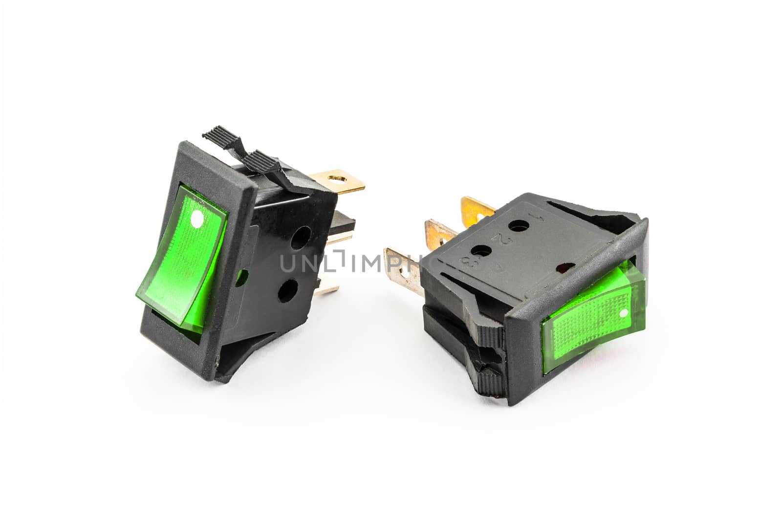 Green Rocker Switches with Light.