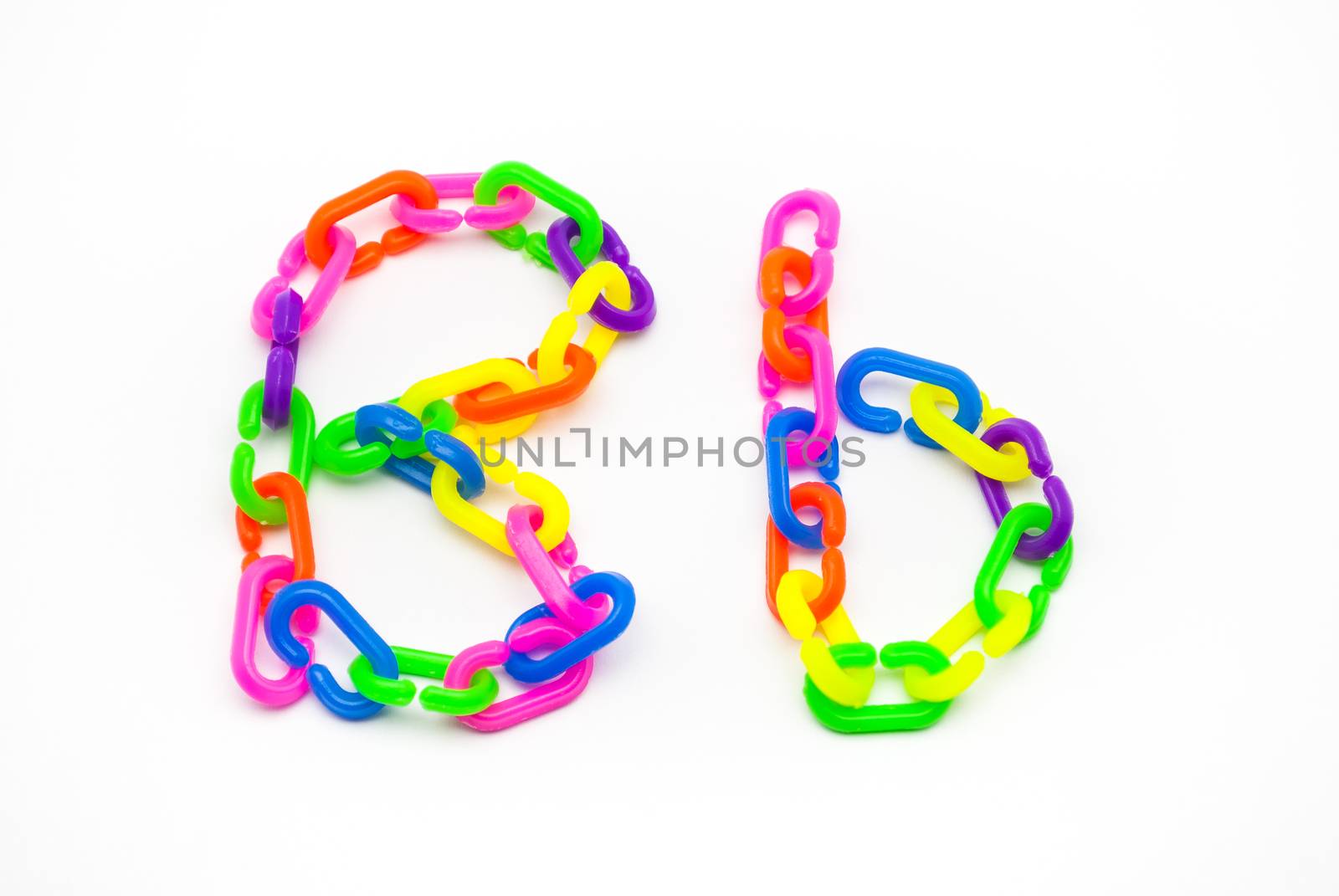 B and b Alphabet, Created by Colorful Plastic Chain.