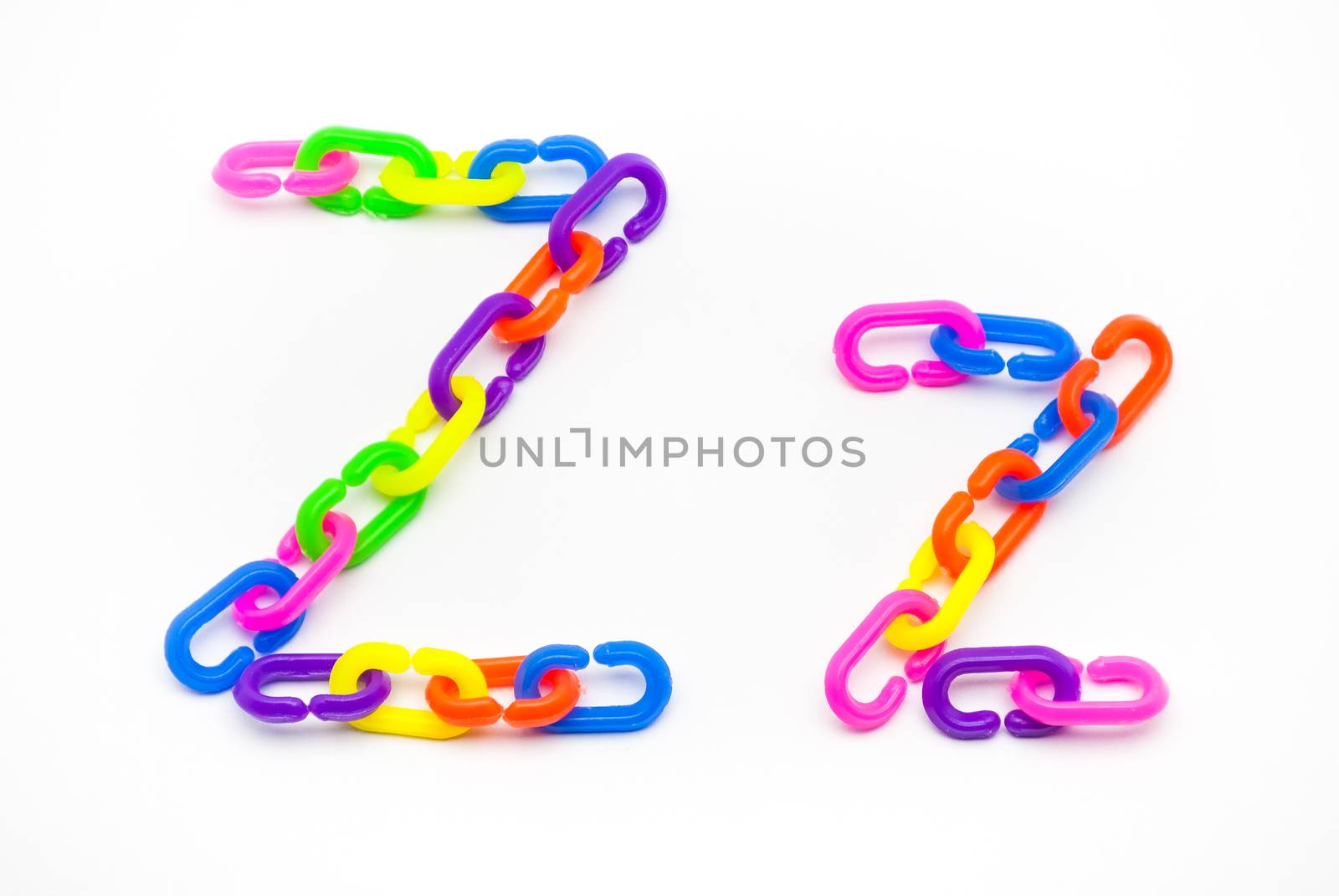 Z and z Alphabet, Created by Colorful Plastic Chain.