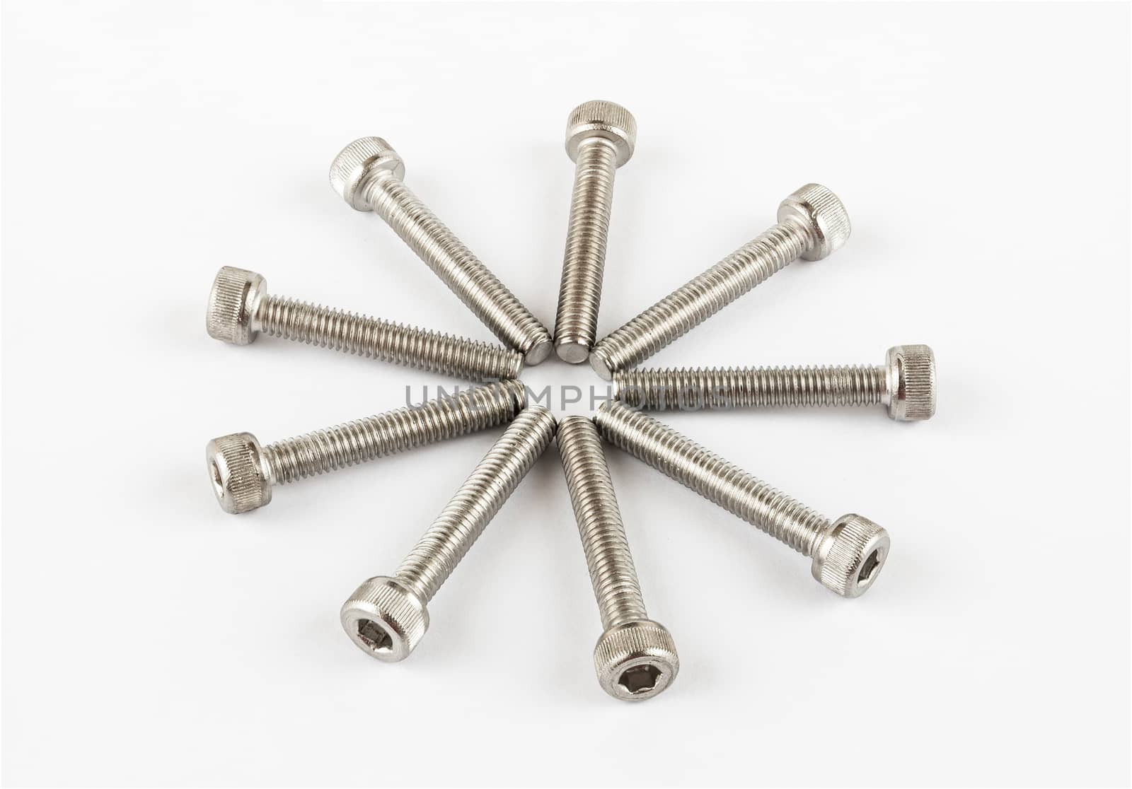 Round Pile of Stainless Steel Bolts.