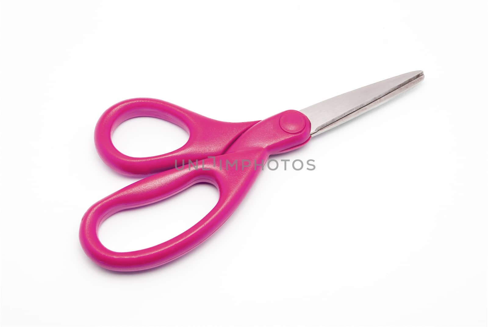 Magenta Plastic and Stainless Steel Scissors.