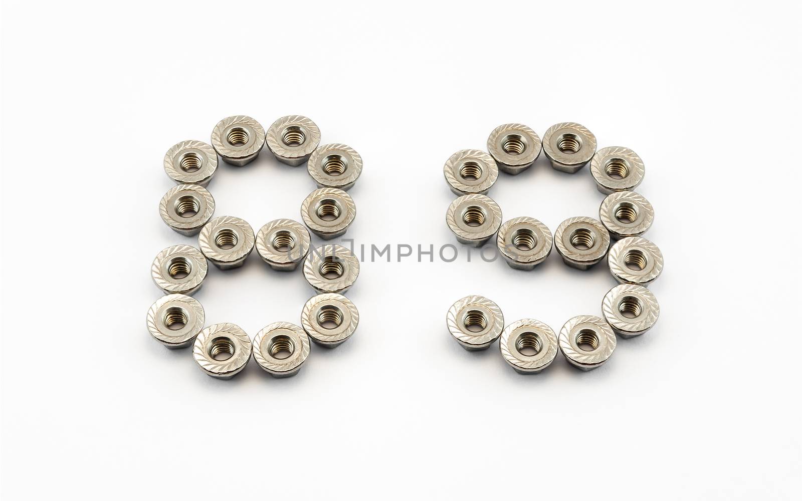 8 and 9 Number, Created by Stainless Steel Hex Flange Nuts.