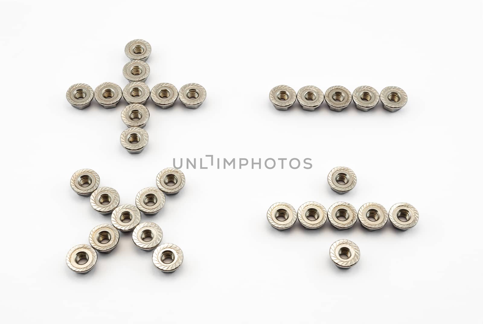 Math Symbols, Created by Stainless Steel Hex Flange Nuts.