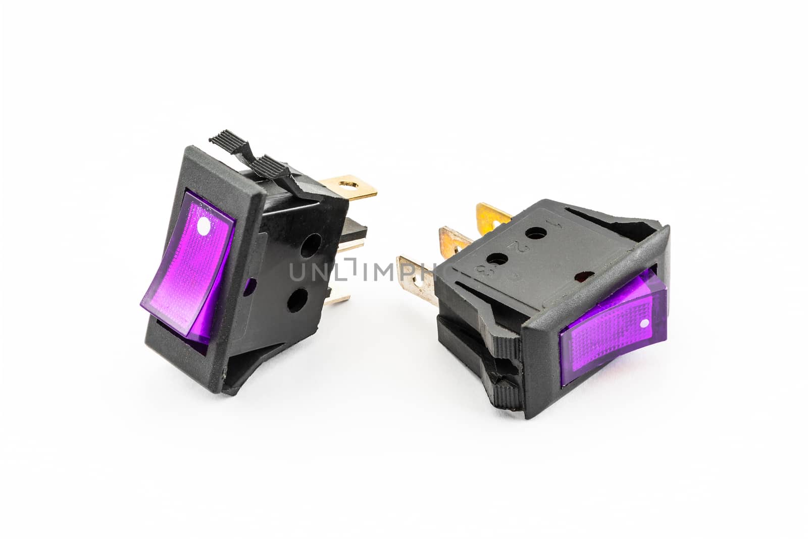 Purple Rocker Switches with Light.
