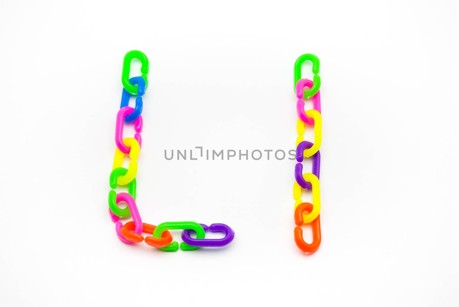 L and l Alphabet, Created by Colorful Plastic Chain.