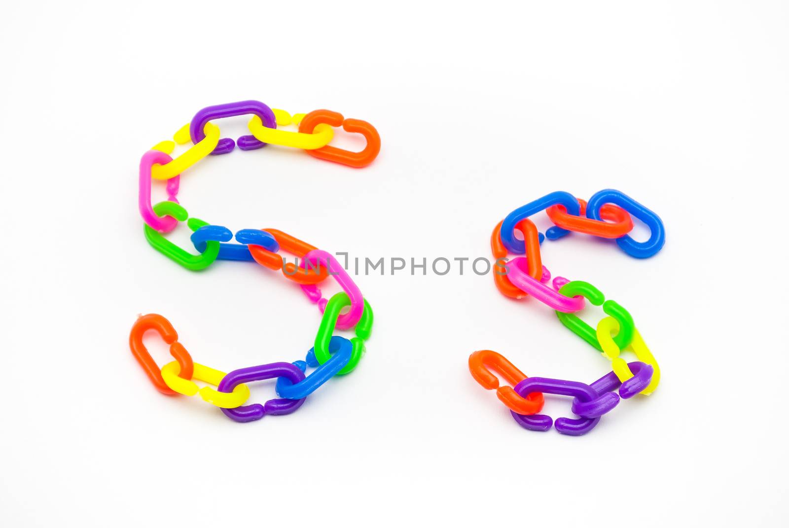 S and s Alphabet, Created by Colorful Plastic Chain.