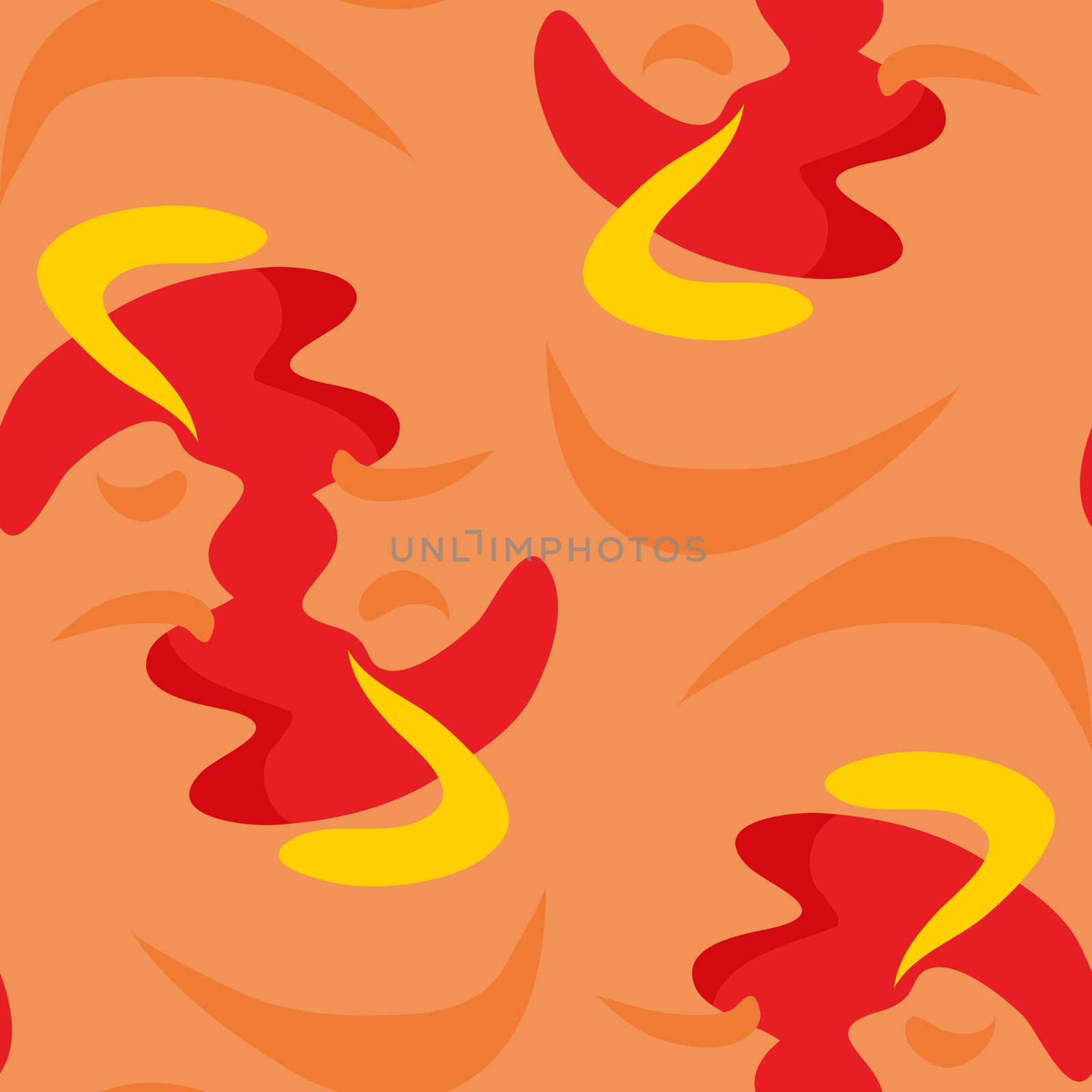 Abstract red and yellow shapes in seamless background