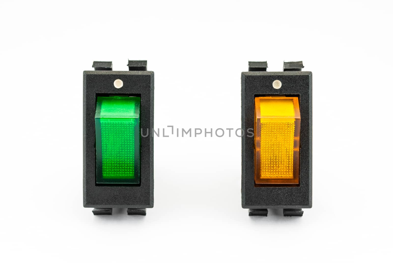 Green and Yellow Rocker Switches with Light.