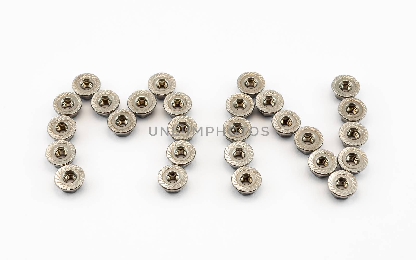 M and N Alphabet, Created by Stainless Steel Hex Flange Nuts by noneam