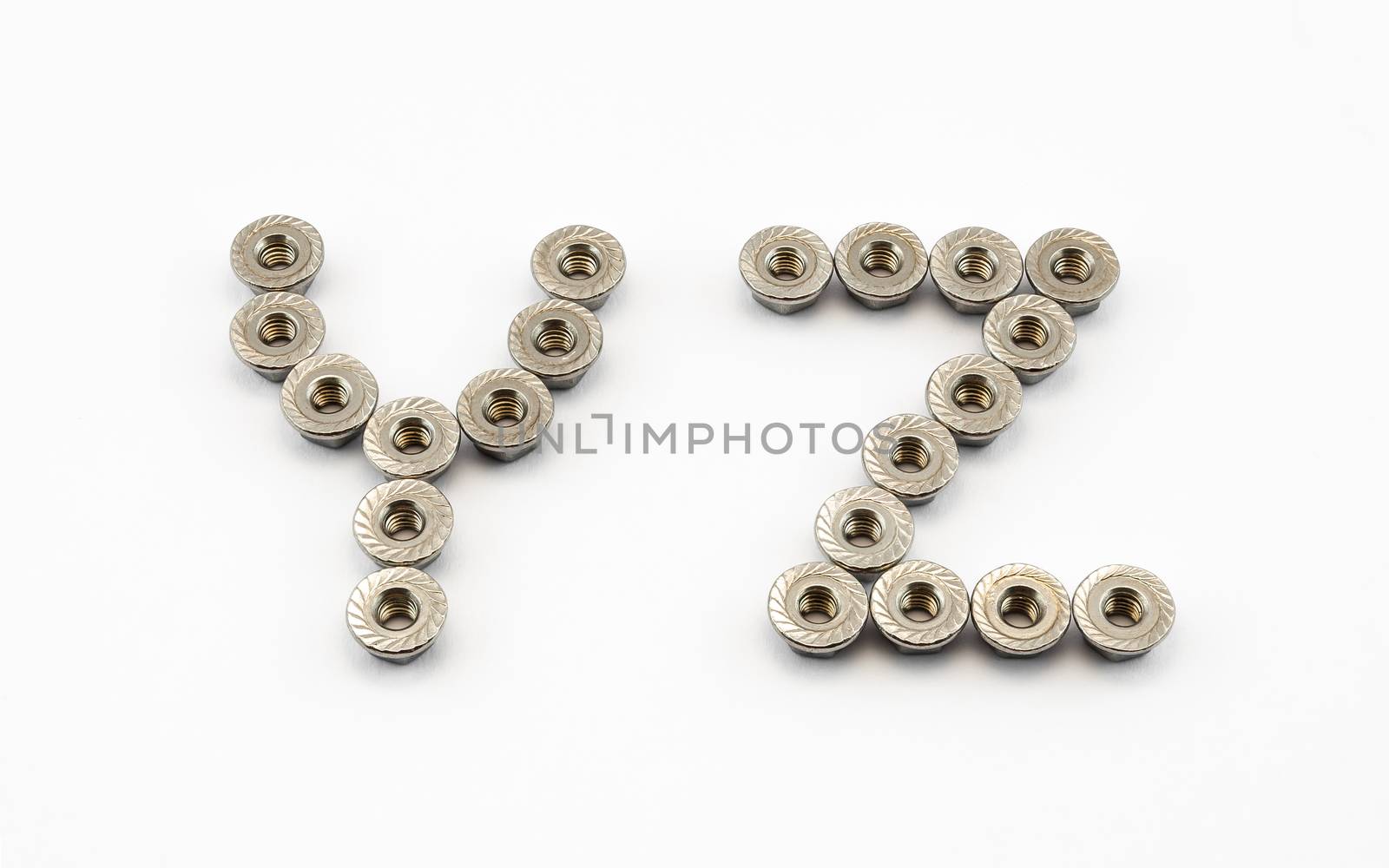 Y and Z Alphabet, Created by Stainless Steel Hex Flange Nuts by noneam
