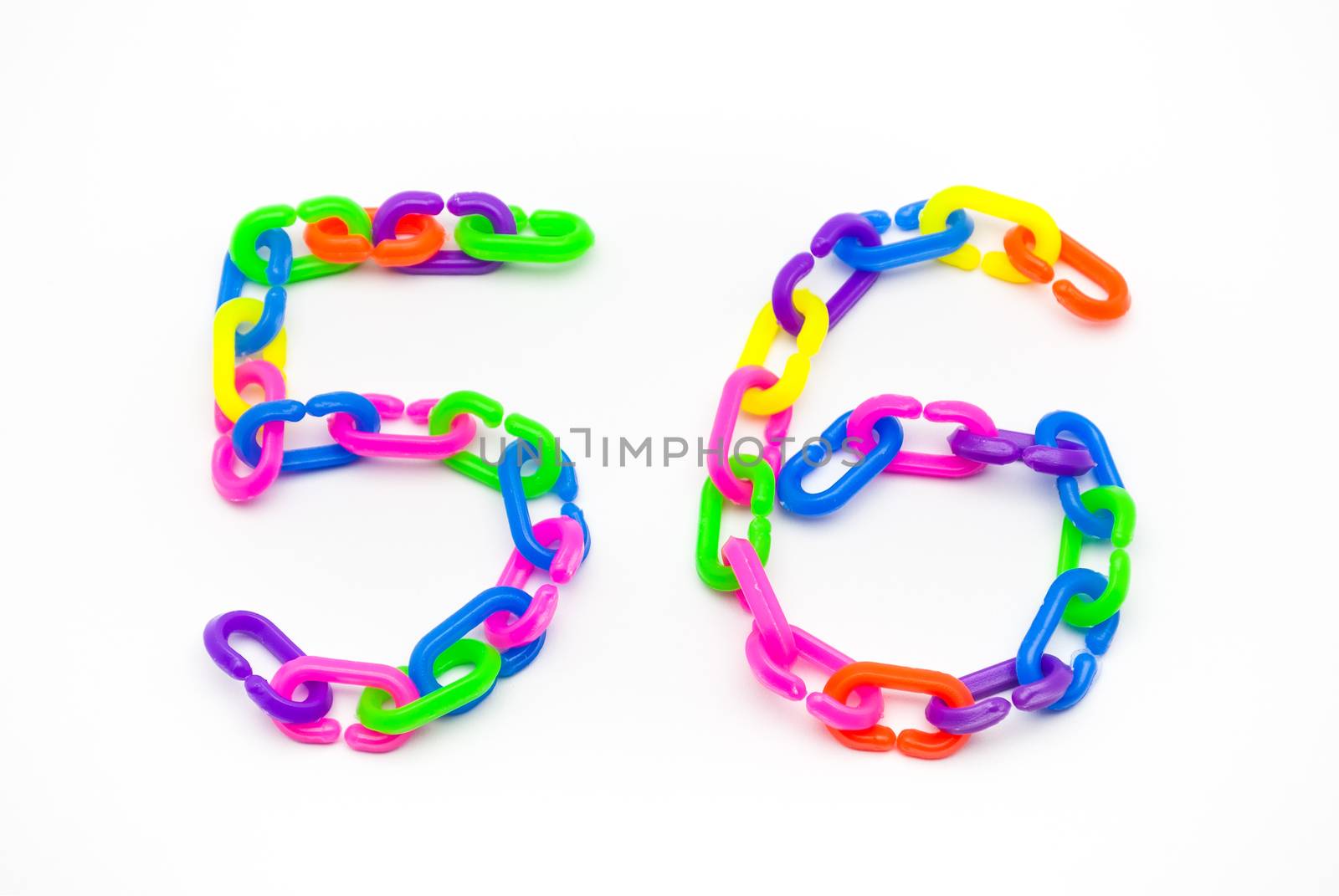 5 and 6 Number, Created by Colorful Plastic Chain.