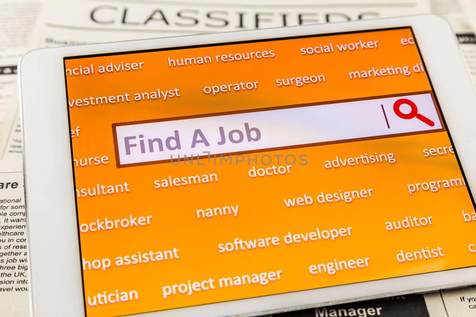 Use tablet search a job or  new career  by vinnstock