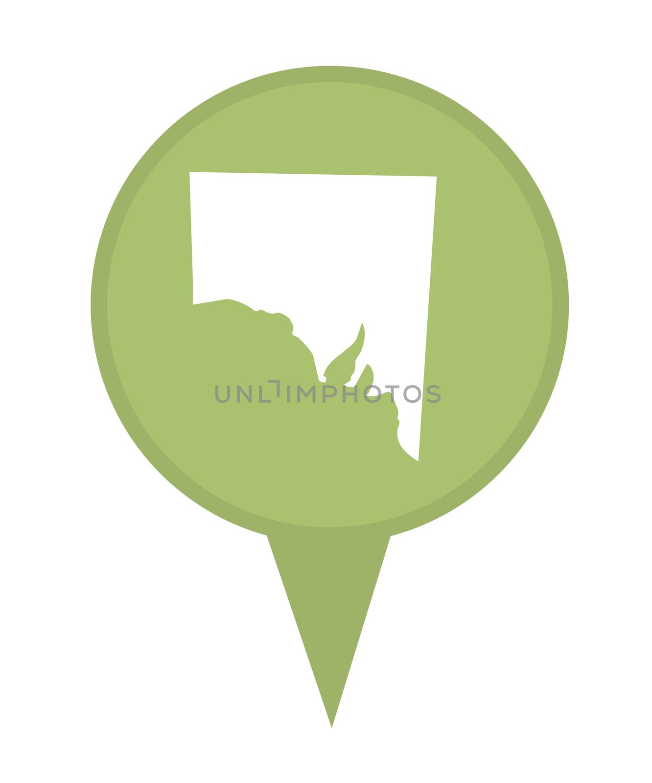 Southern Australia State map marker pin isolated on a white background.