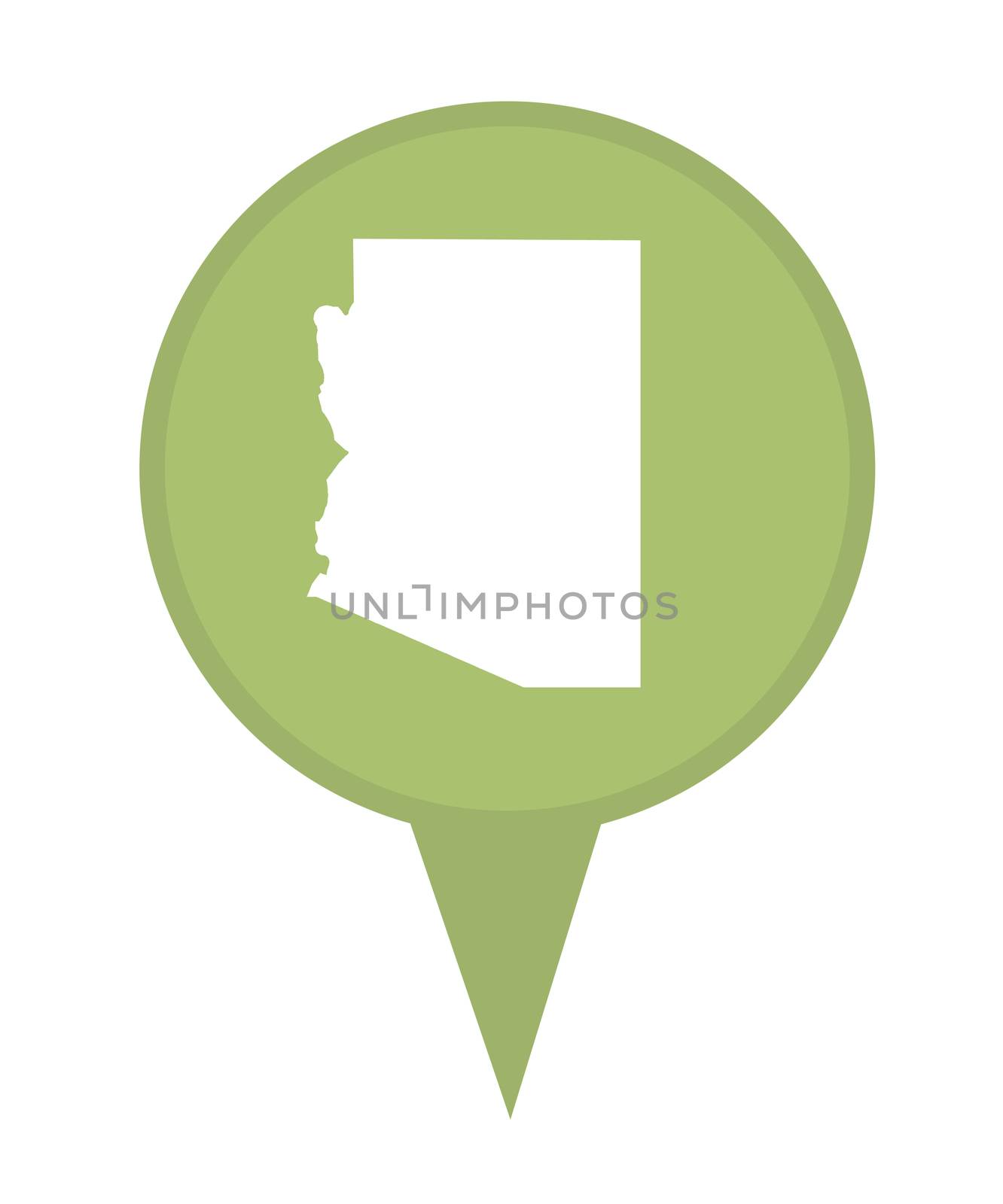 American state of Arizona marker pin isolated on a white background.