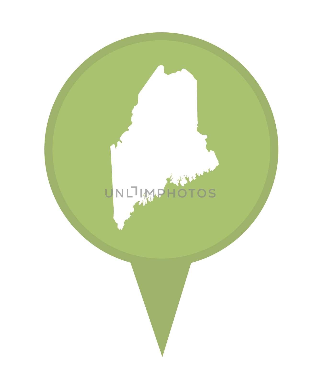 American state of Maine marker pin isolated on a white background.