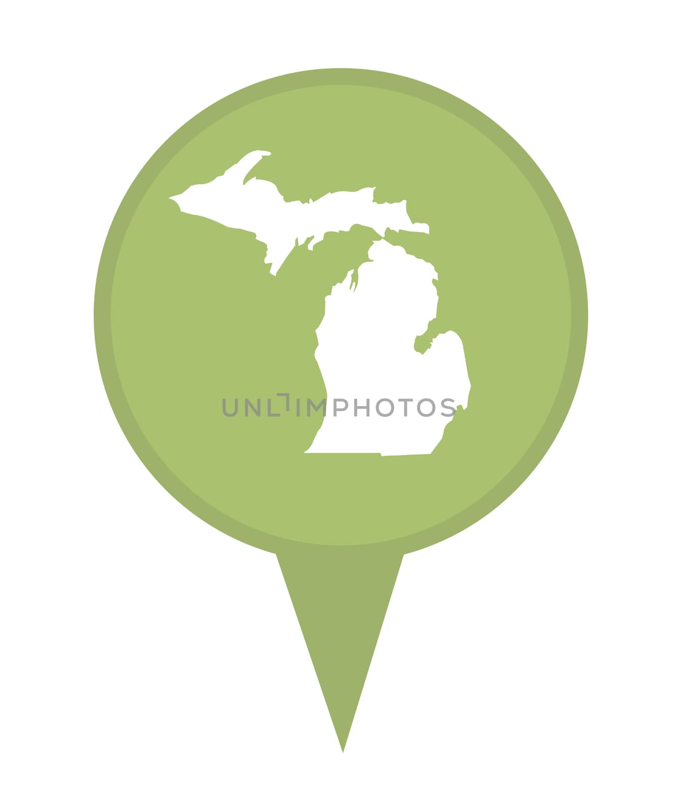 American state of Michigan marker pin isolated on a white background.
