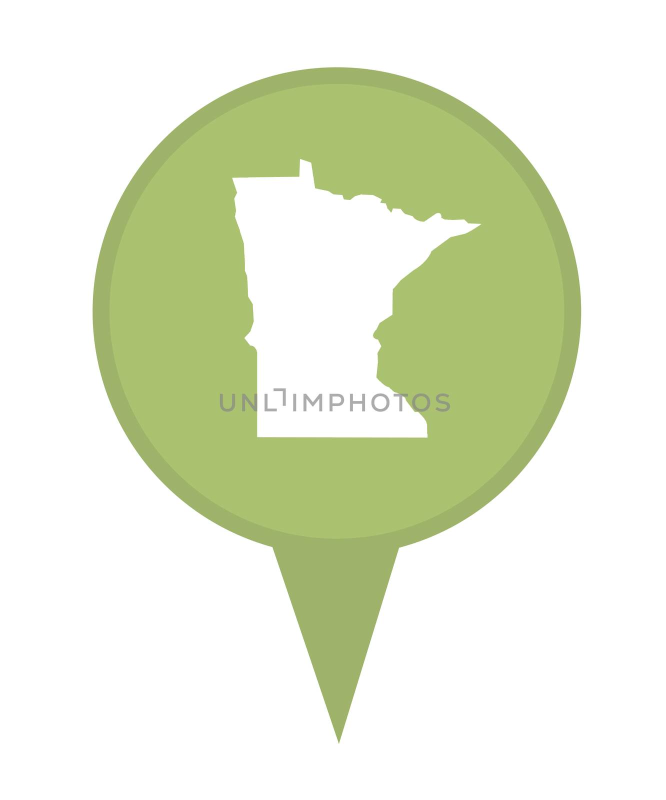 American state of Minnesota marker pin isolated on a white background.