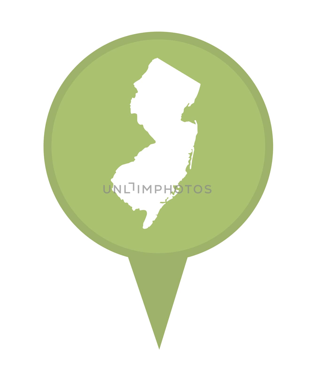 American state of New Jersey marker pin isolated on a white background.