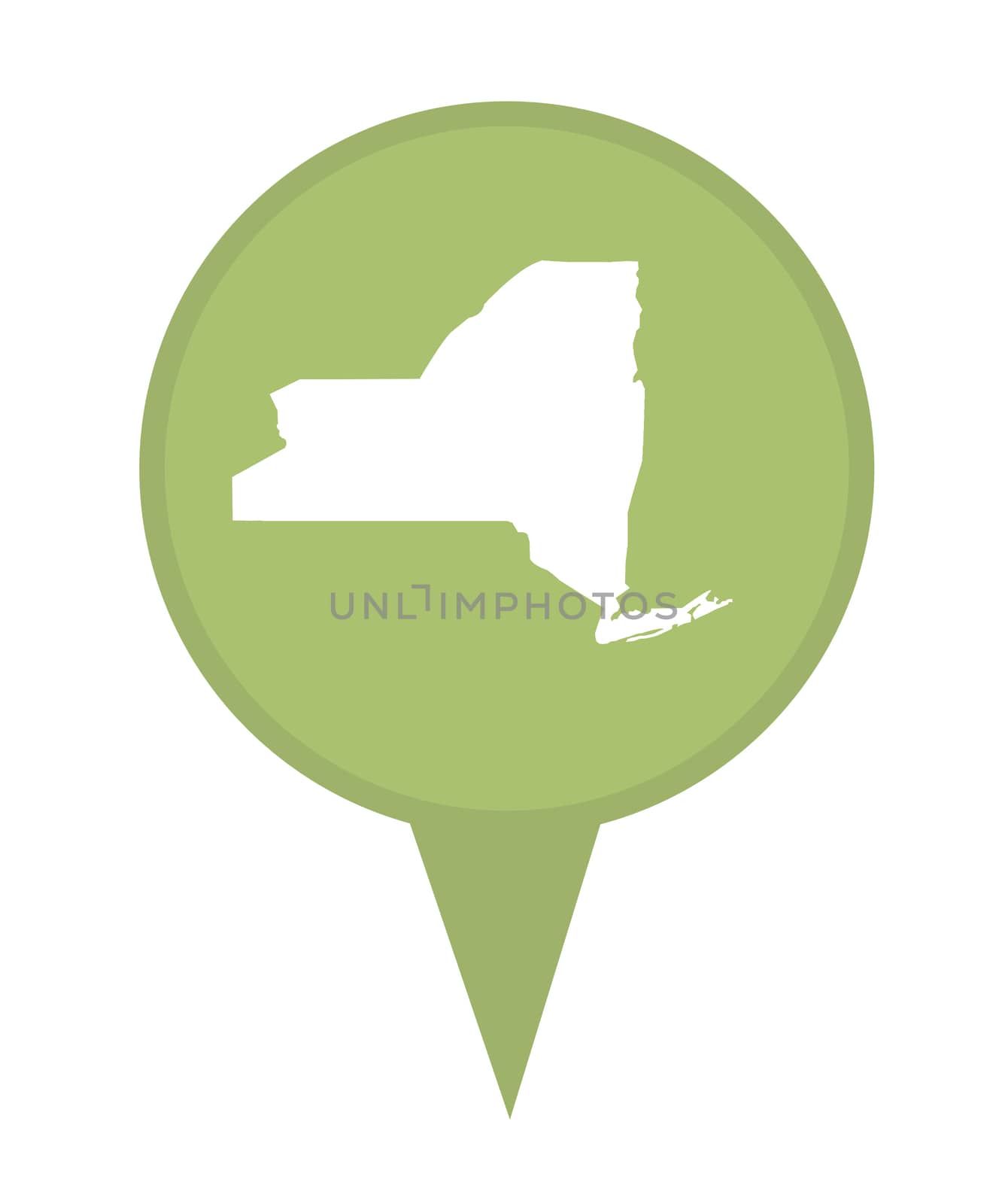 American state of New York marker pin isolated on a white background.