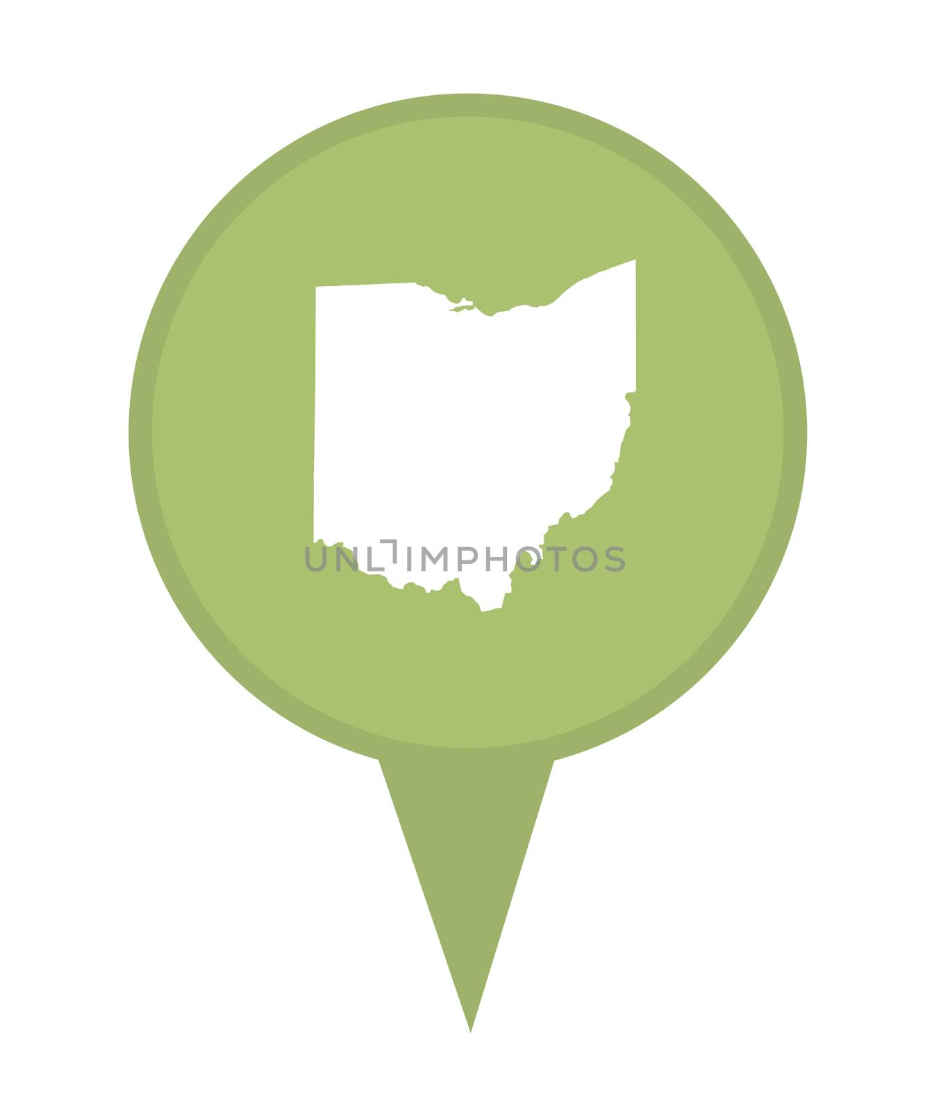 American state of Ohio marker pin isolated on a white background.