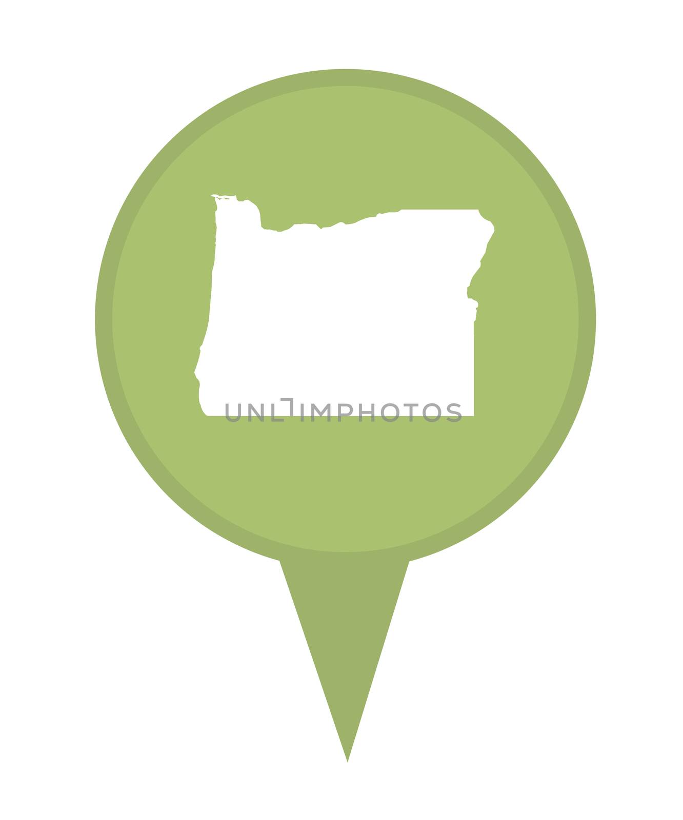 American state of Oregon marker pin isolated on a white background.