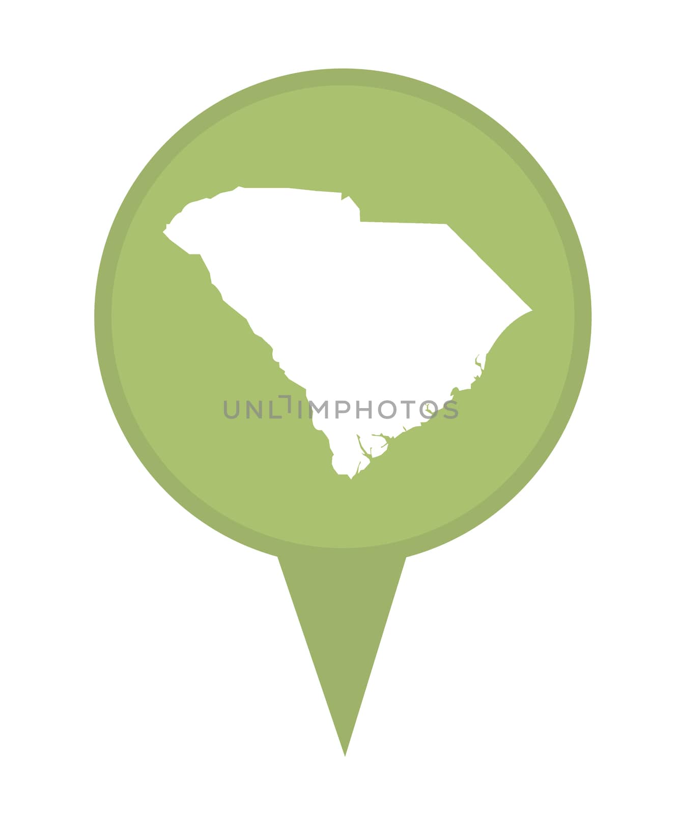 American state of South Carolina marker pin isolated on a white background.