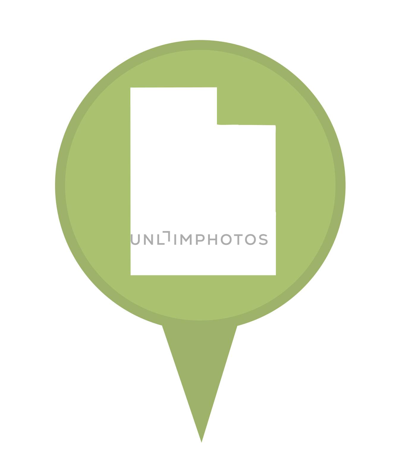 American state of Utah marker pin isolated on a white background.