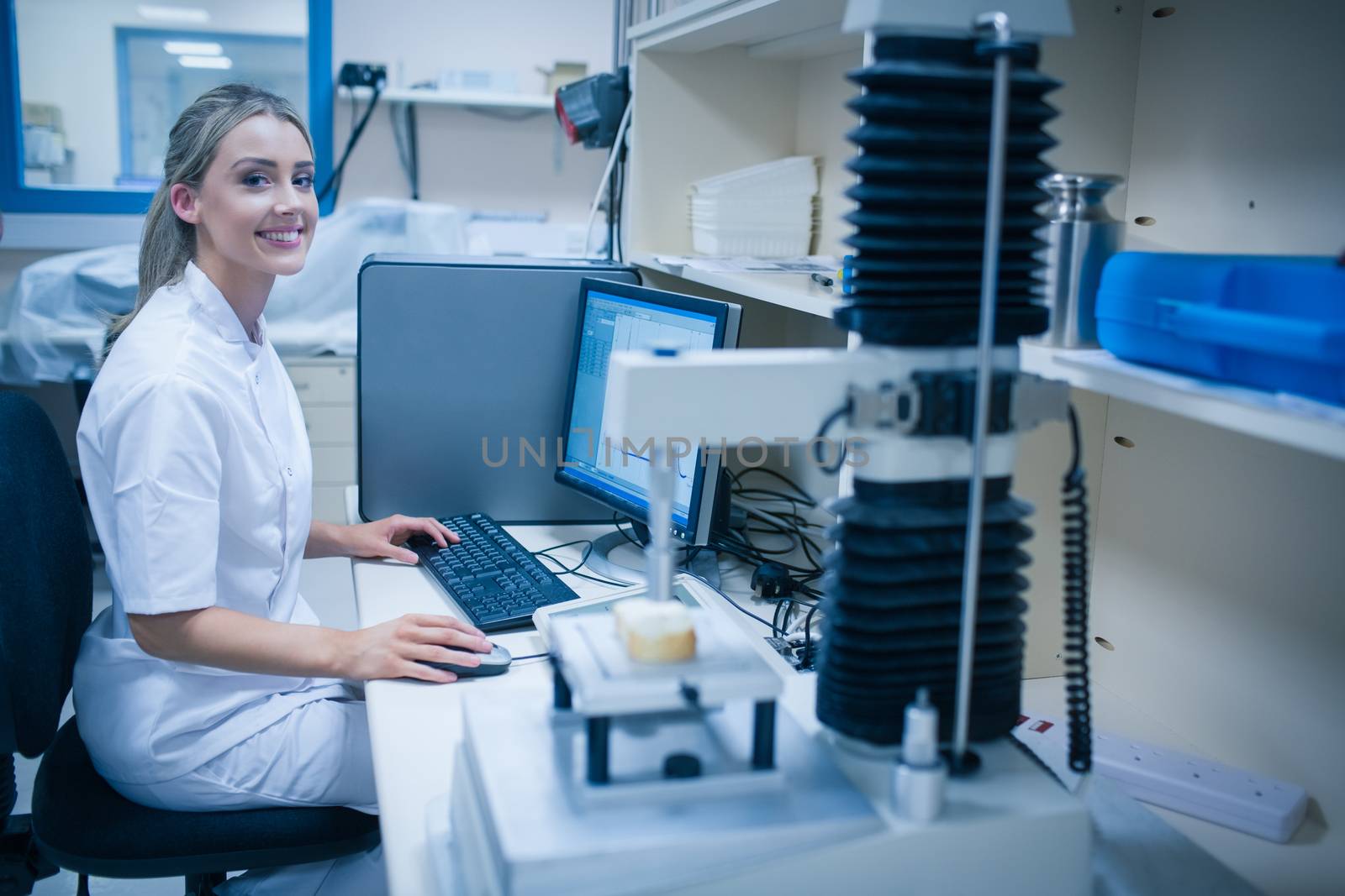 Food scientist using technology to analyse bread at the university