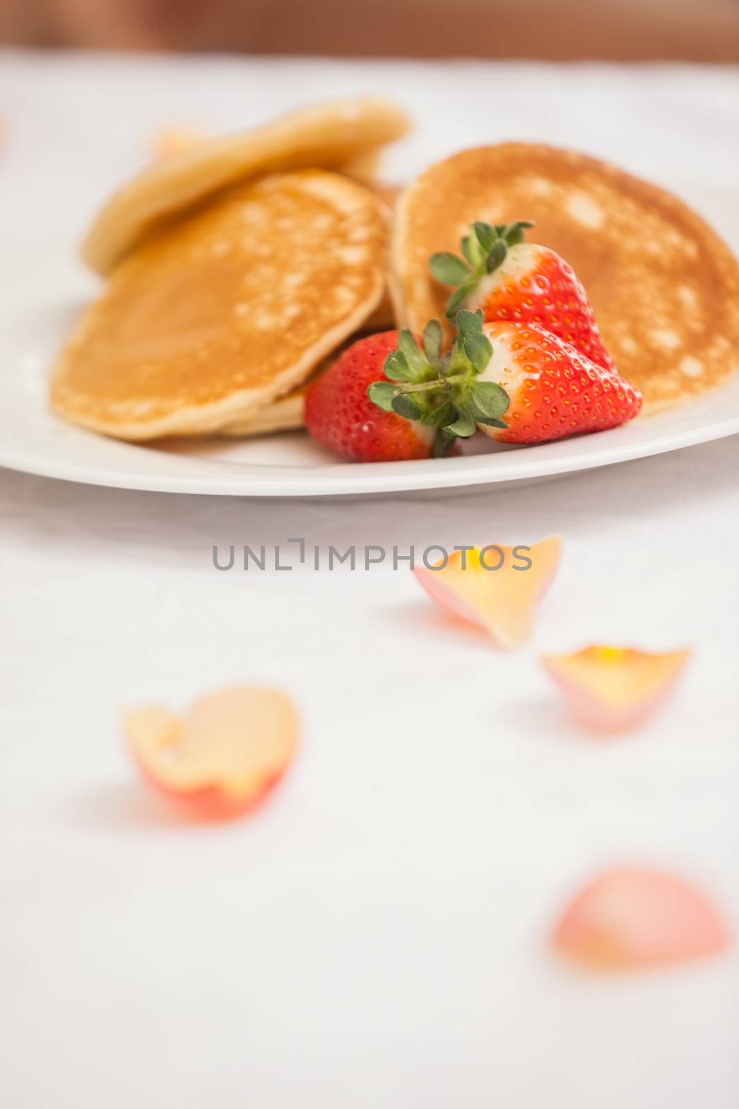 Close up of romantic breakfast at home in the kitchen