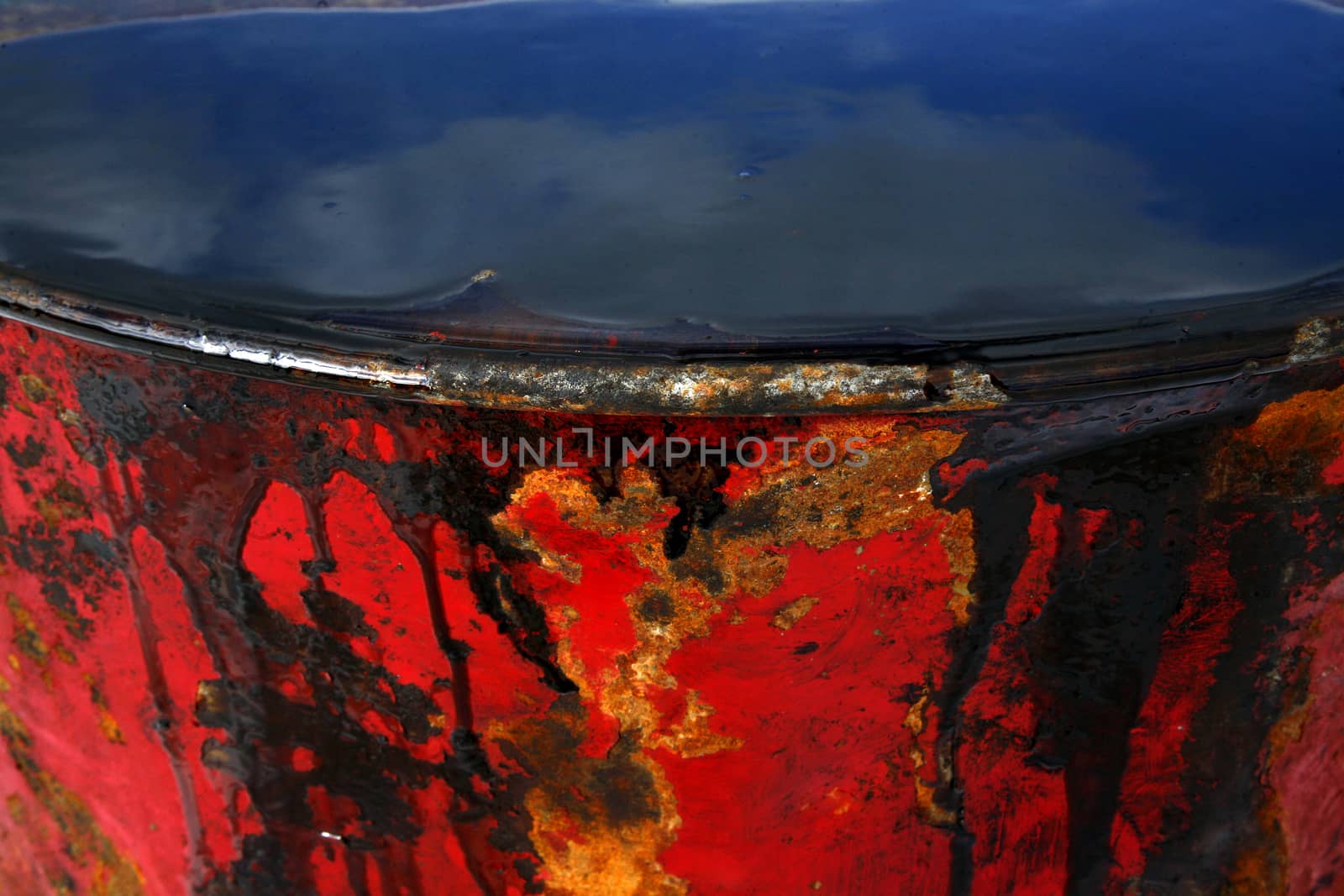 Close up oil in red barrel