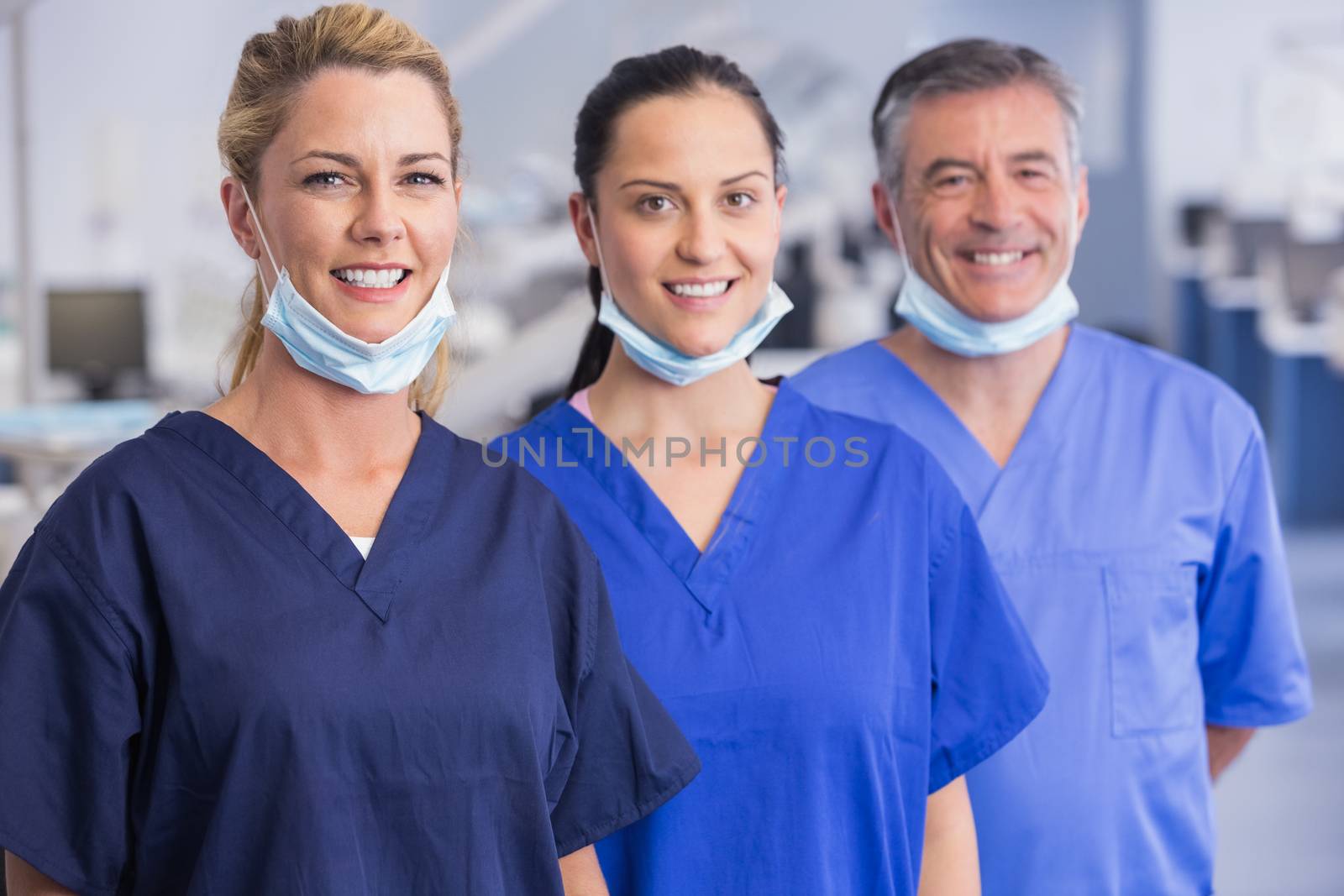 Portrait of smiling co-workers standing in a line by Wavebreakmedia