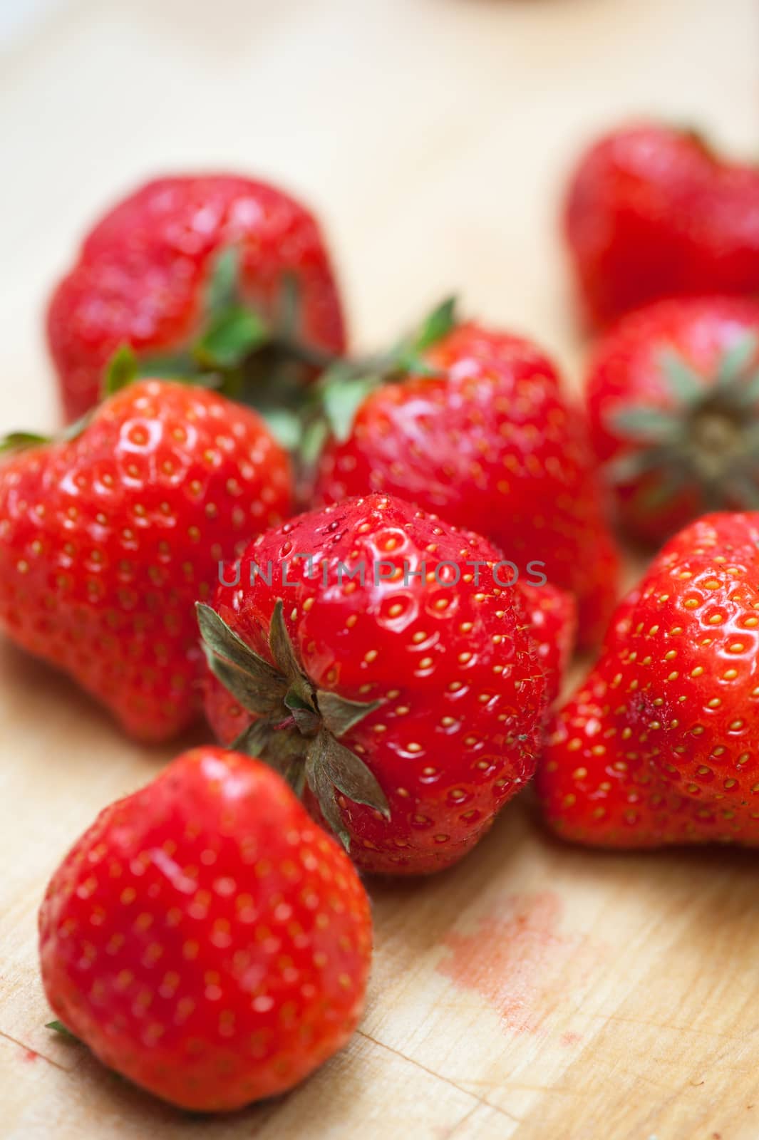Fresh strawberries  at wooden background