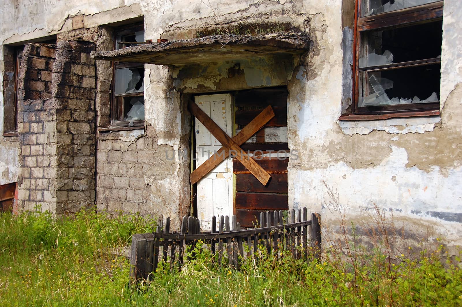 Abandoned building entrance, Magadan region, outback Russia