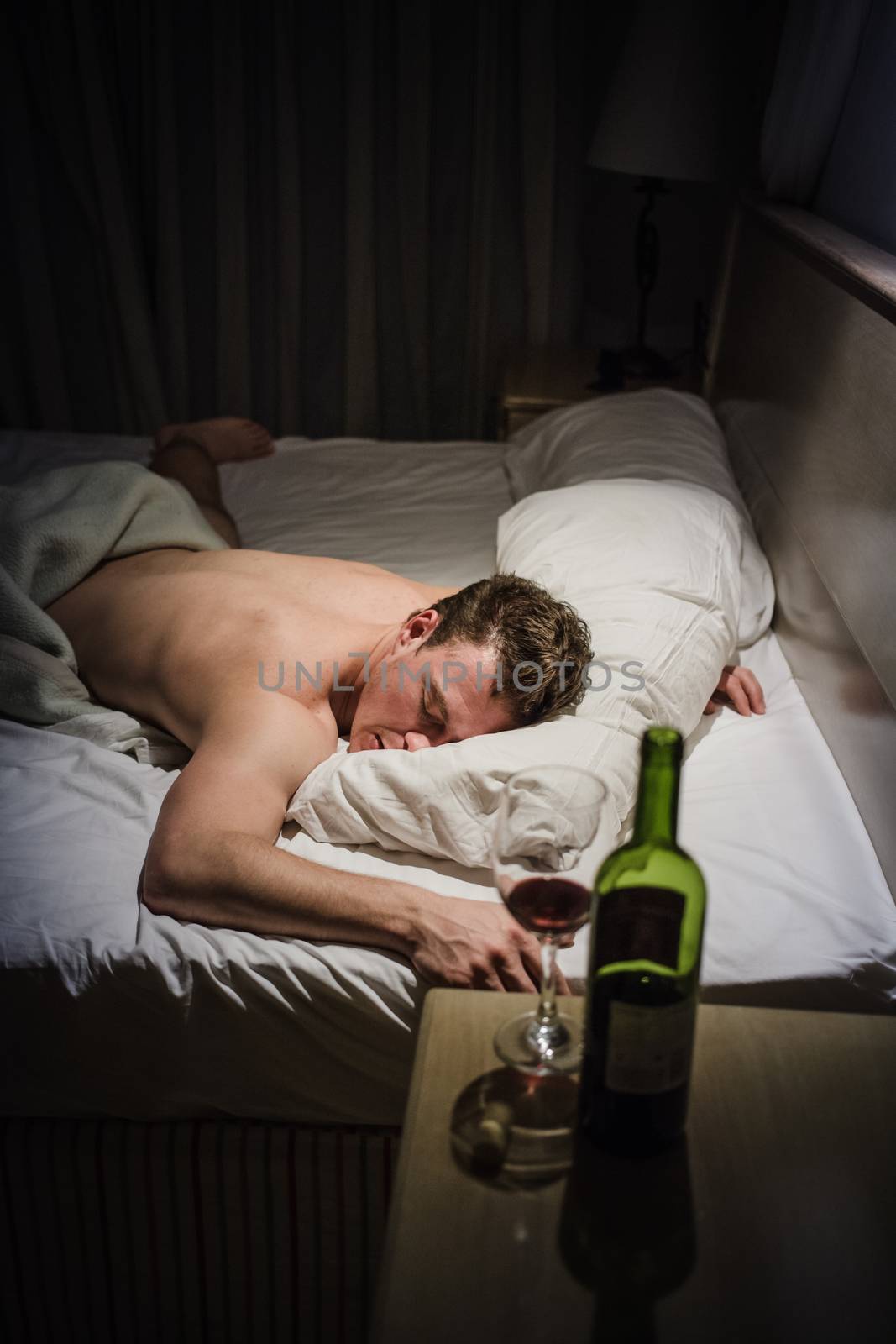 Lonely Drunk Man Sleeping by aetb