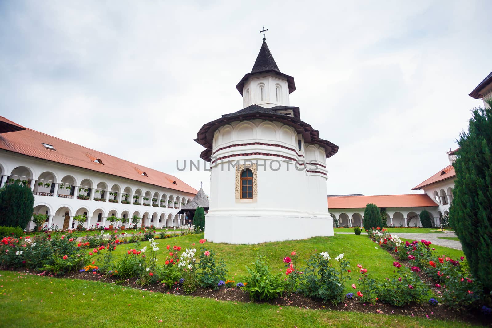 Sambata, Romania - June 24, 2012: Church inside Sambata de Sus Monastery in Transylvania, Romania