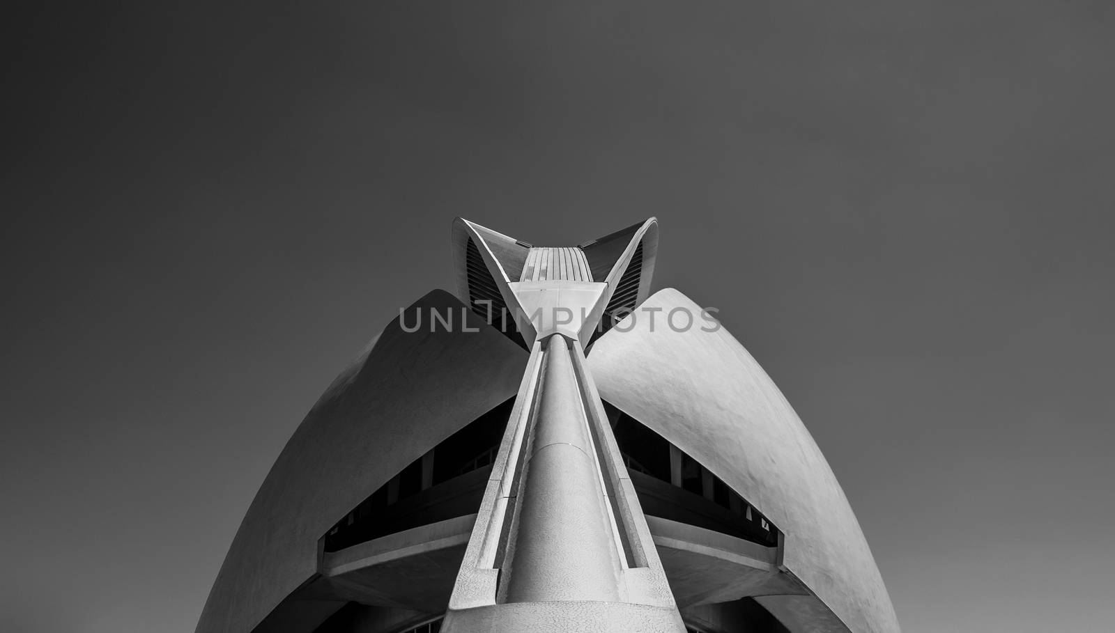 Valencia, Spain - 2013: Detail of the monumental dome of the palace of the arts in Valencia. Building made for the creation, the promotion and the diffusion of all the arts