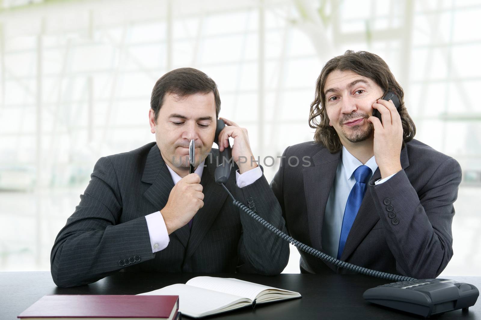 business team working at a desk at the office