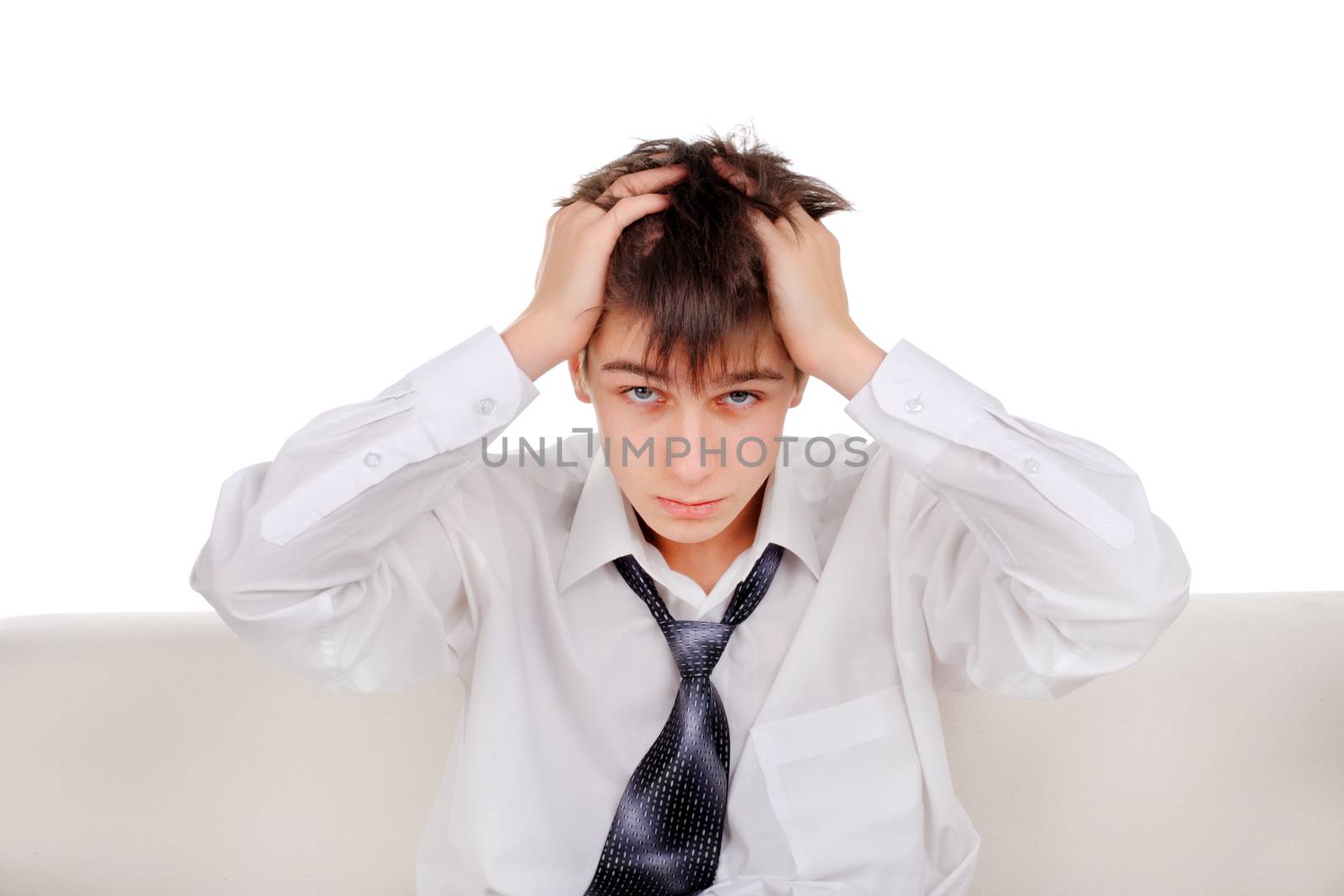 Troubled Teenager Isolated on the white background