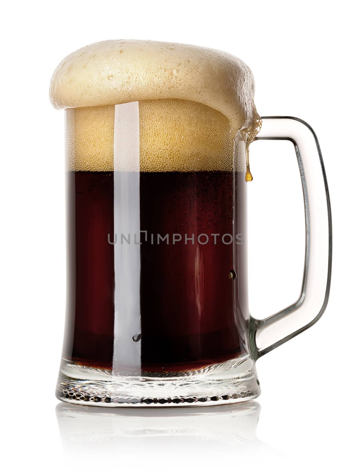 Mug of black beer isolated on a white background