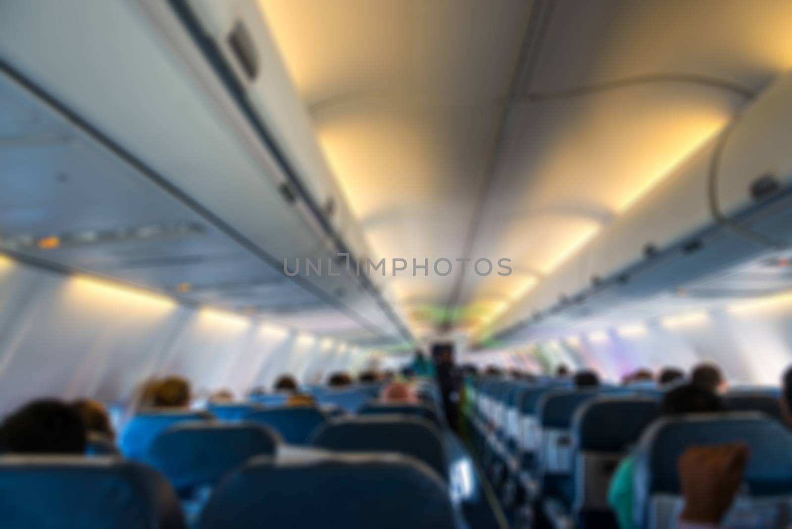 Blurred background of Airplane interior