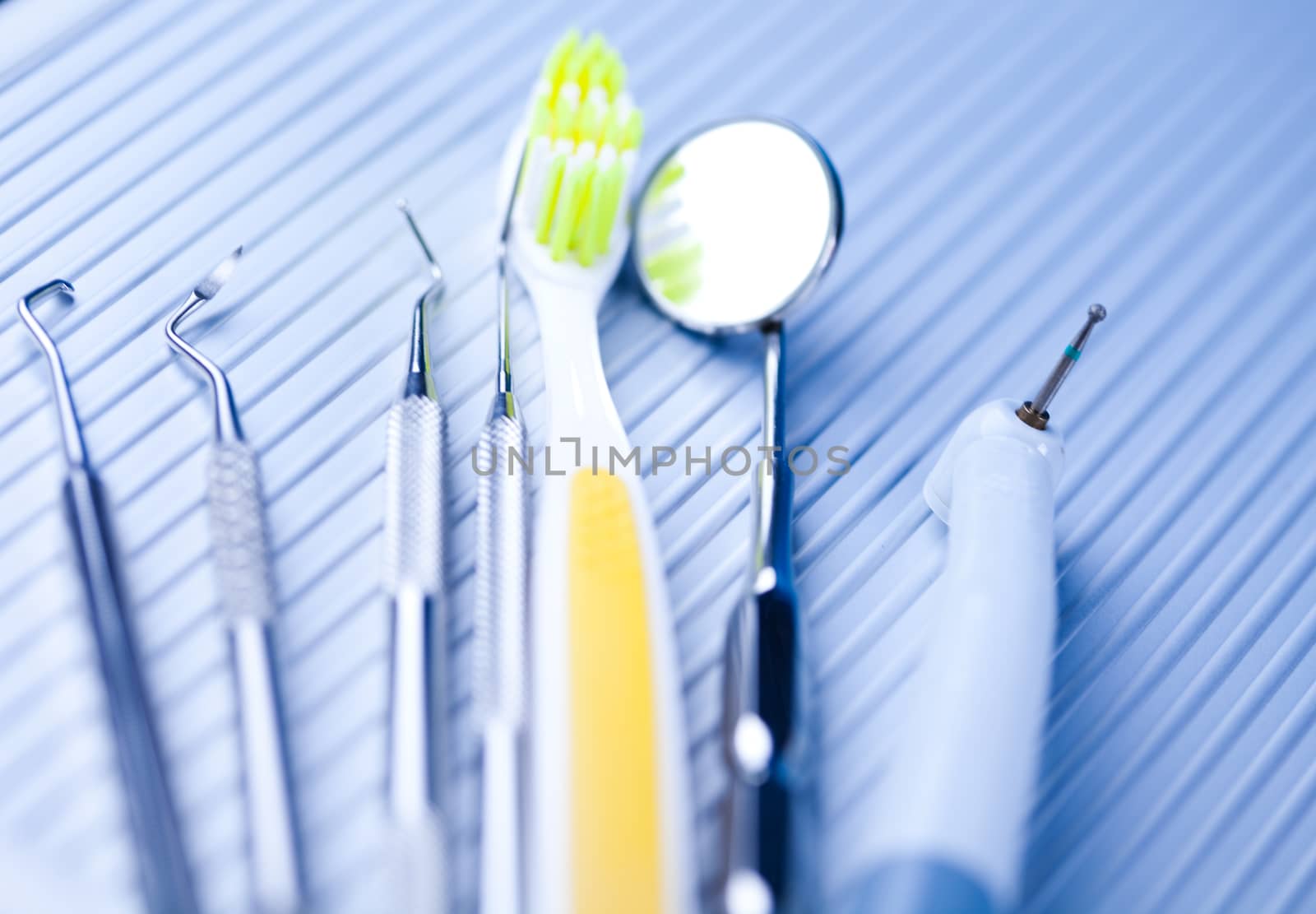 Dental Tools set, bright colorful tone concept